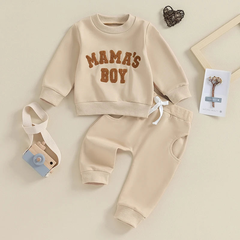 Baby Boy Crewneck Sweatshirt Set – Fall Outfit 0-3Y