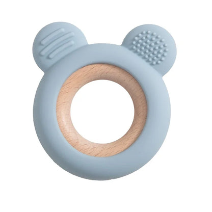 Baby Silicone Wood Teether Ring – Safe Soothing Chew Toy